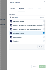scheduling reports in reports center