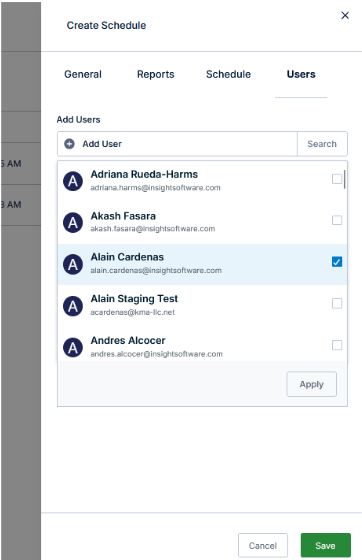scheduling reports in reports center