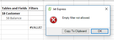 Empty Filter Not Allowed
